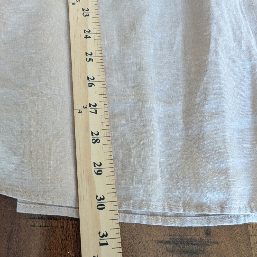 Chico's Linen Tunic Top Tan No Iron Button Up 3/4 Sleeve Sz 3 (16) Quiet Luxury - Picture 6 of 10